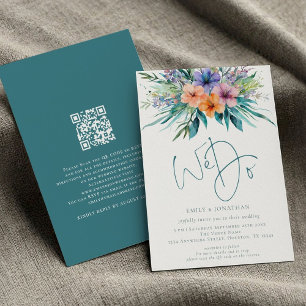 Invitación Florales tropicales hacemos Boda de código QR