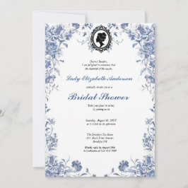Invitación Florals azul presupuesto blue and white