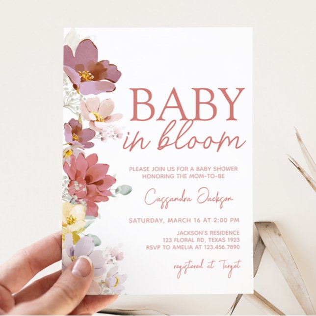 Invitación Florals Baby Bloom Baby Shower (Spring Wildflower Baby Shower Invitation)