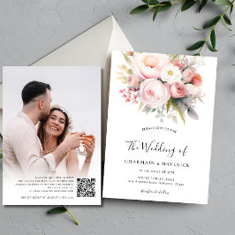 Invitación Florals Boda de código QR por superposición de fot