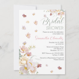 Invitación Florals elegantes flores silvestres ducha de novia
