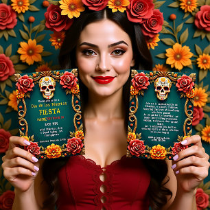 Invitación 💀 🎉 Florals & Phantoms, el Día de los Muertos