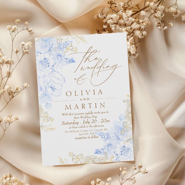 Invitación Florals Rosa Boda de oro rústico y elegante (Subido por el creador)
