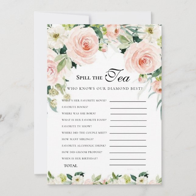 Invitación Florals rosa presupuesto Bridgerton Bridal Shower (Anverso)
