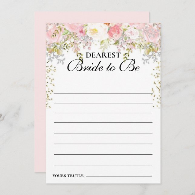 Invitación Florals rosa presupuesto Bridgerton Bridal Shower (Anverso / Reverso)