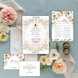 Invitación Florals rosa presupuesto Bridgerton Bridal Shower