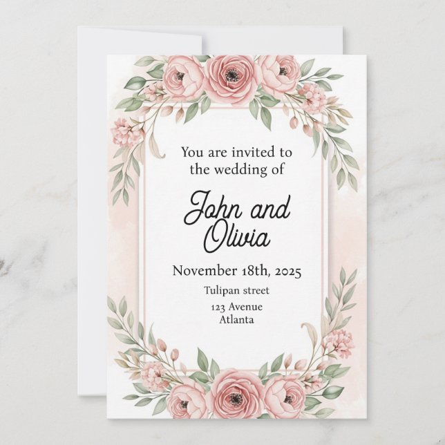 Invitación Floreado (Anverso)