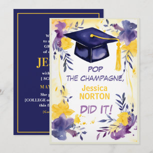 Invitación 🎓Florece la graduación de Champagne