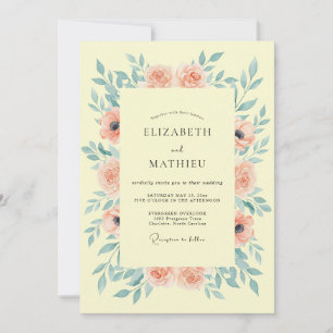 Invitación Florecer de Flor de Melocotón Pálido Boda