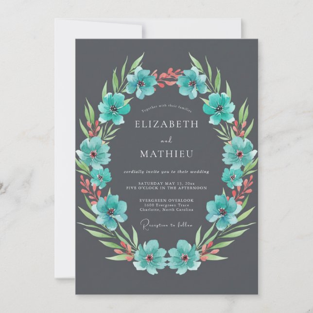 Invitación Florecer de Flor de Té Boda (Anverso)