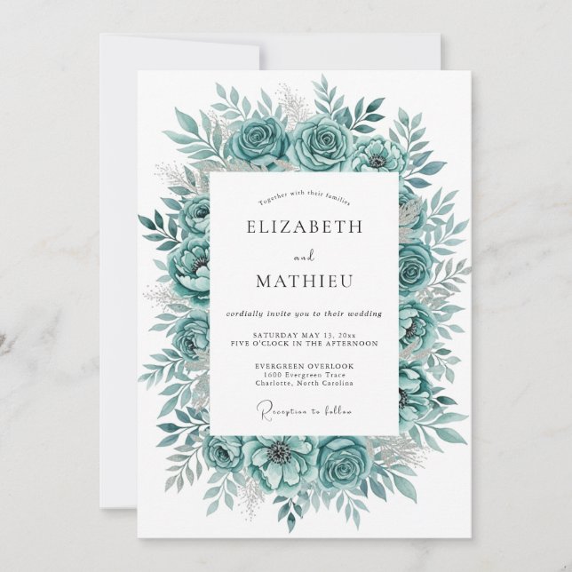Invitación Florecer de Flor de Té Bodas (Anverso)