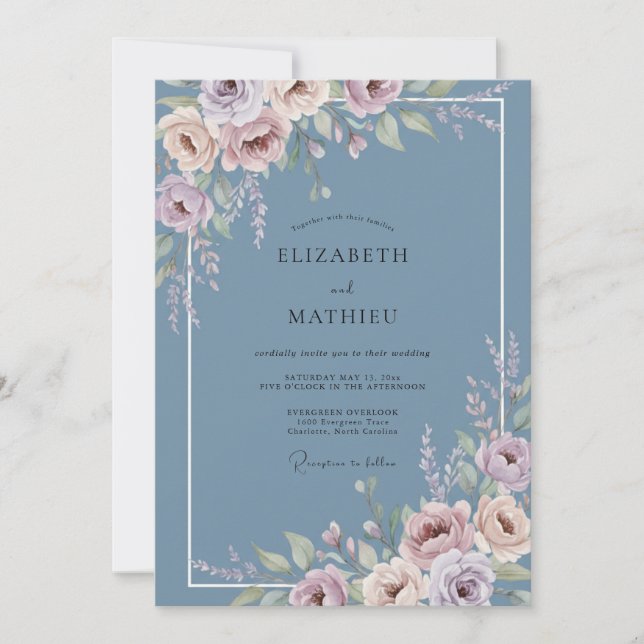 Invitación Florecer de Flor de Vinca en Boda (Anverso)