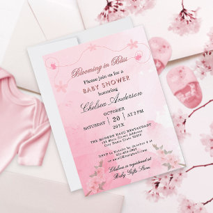 Invitación Florecer en el Chica de Bliss Rosa Baby Shower