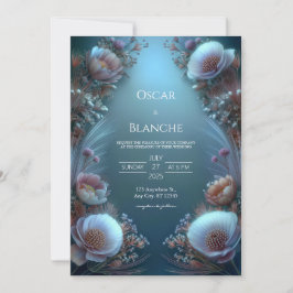 Invitación Florecer Etéreo Botánico Luminoso Marfil de Boda