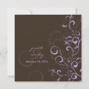Invitación Florecer/molinetes hojas/chocolate/lila/lavanda
