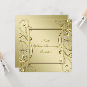 Invitación Florecer Oro 50° Aniversario del Boda