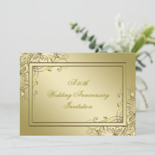Invitación Florecer Oro 50° Aniversario del Boda