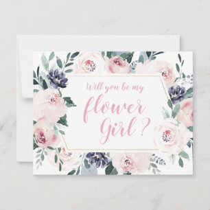Invitación Floreciendo botánico rosa ¿Serás mi dama de flores