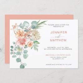 Invitación Floreciente Bouquet Apricot Floral Horizontal|