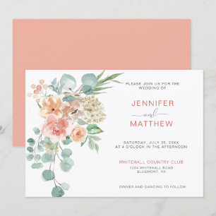 Invitación Floreciente Bouquet Apricot Floral Horizontal 