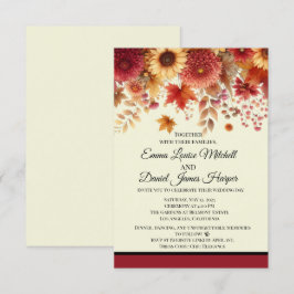 Invitación Floreciente crema floral acuarela de otoño