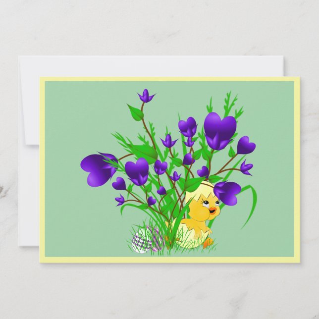 Invitación floreciente del polluelo de Pascua de (Anverso)