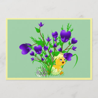 Invitación floreciente del polluelo de Pascua de