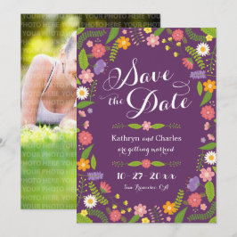 Invitación Floreciente foto de marco floral rústico salva la 