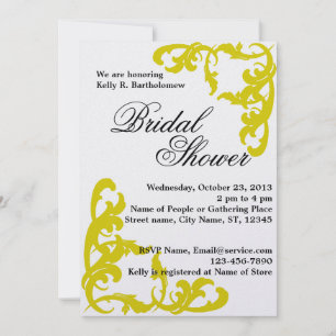 Invitación Floreciente victoriana amarilla Filigree Bridal Sh