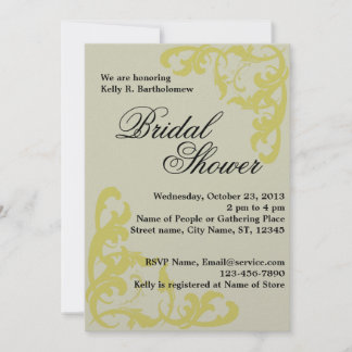 Invitación Floreciente victoriana amarilla Filigree Bridal Sh