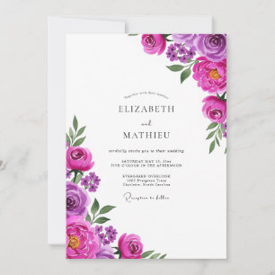Invitación Florecimiento Artístico Magenta Boda