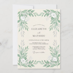 Invitación Florecimiento Botánico de Salvia para Bodas