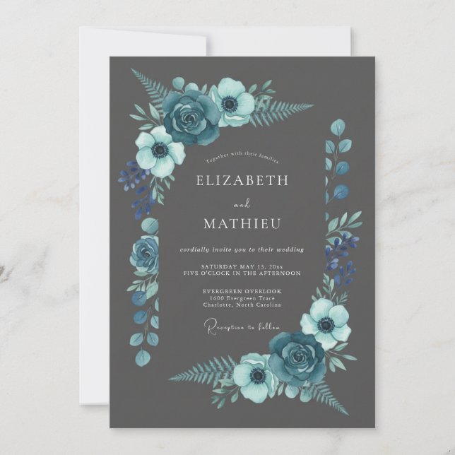 Invitación Florecimiento Botánico Flor de Té Verde Boda (Anverso)
