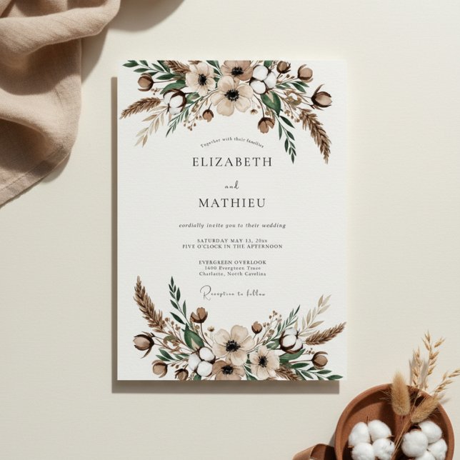 Invitación Florecimiento Botánico Tan Boda (Subido por el creador)