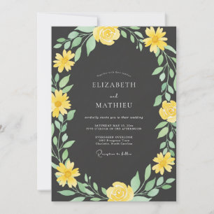 Invitación Florecimiento Botánico Verde Amarillo Boda
