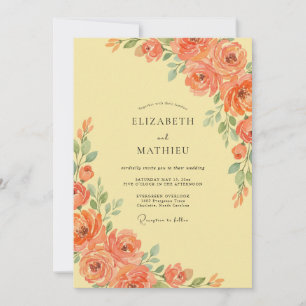 Invitación Florecimiento de boda de coral