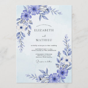 Invitación Florecimiento de Boda Pintado a Mano de Color Viol