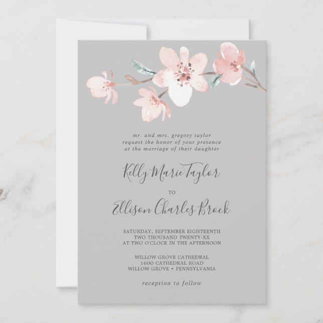 Invitación Florecimiento de cerezo de primavera | Boda tradic (Anverso)