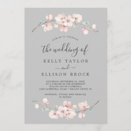 Invitación Florecimiento de cerezo de primavera | Gris El Bod