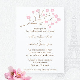 Invitación Florecimiento de cerezo en Boda rosa