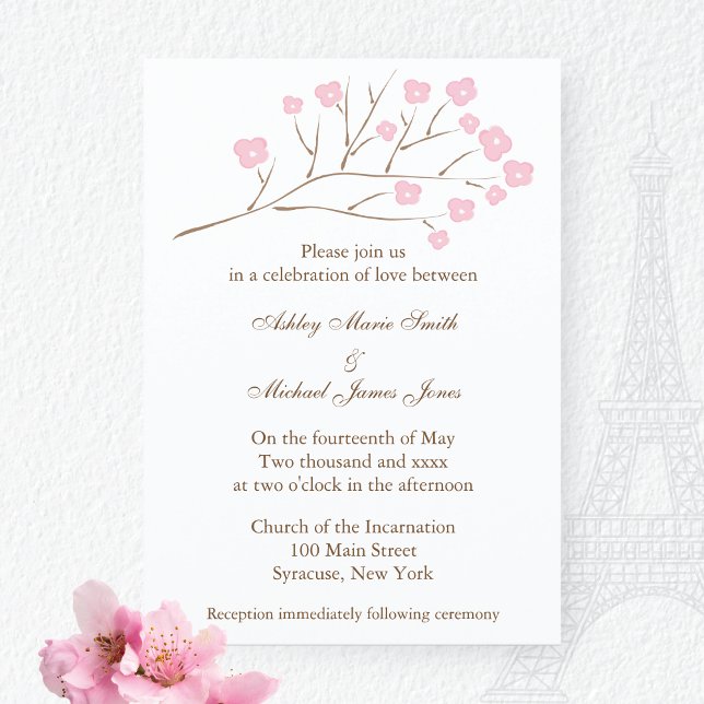 Invitación Florecimiento de cerezo en Boda rosa (Subido por el creador)