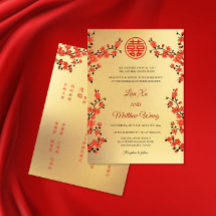 Florecimiento de cerezo rojo BILINGUAL | Boda chin