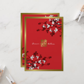 Invitación Florecimiento de cerezos doble felicidad Boda chin