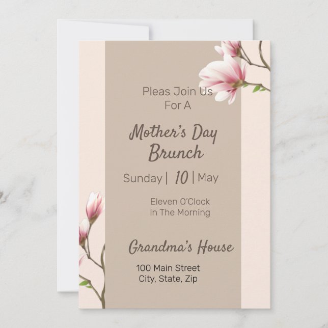Invitación Florecimiento de cerezos en el Día de la Madre (Anverso)