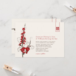 Invitación Florecimiento de cerezos rojos Sakura Swirls Boda 