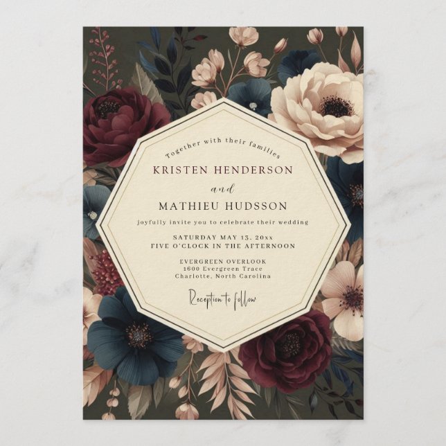 Invitación Florecimiento de Clarete de Boda (Anverso)