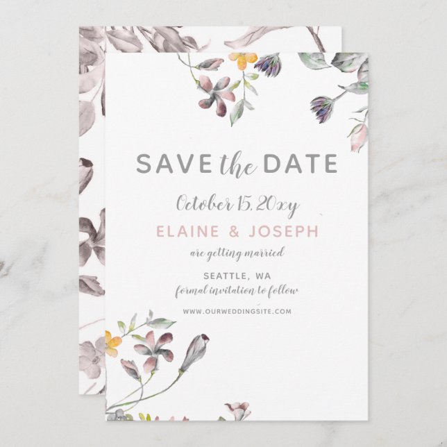 Invitación florecimiento de ensueño boda floral ruidosa salvo (Anverso / Reverso)