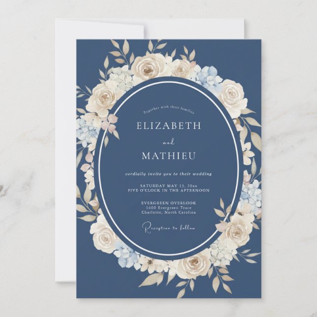 Invitación Florecimiento de Flor de Crema de Marina Boda (Anverso)