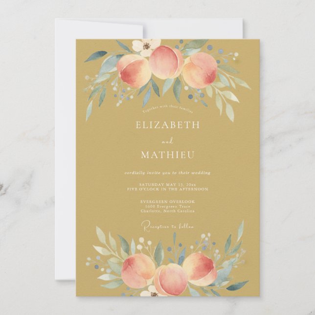 Invitación Florecimiento de Flor de Durazno Boda (Anverso)