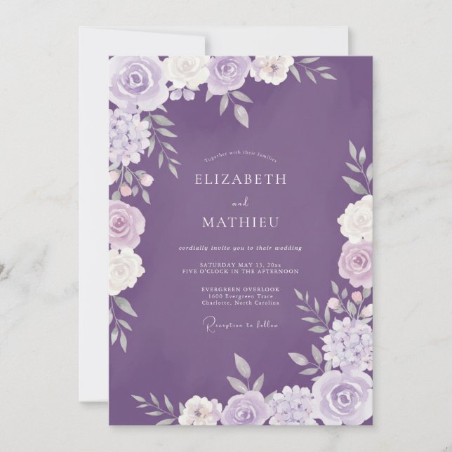 Invitación Florecimiento de flor de lavanda Boda (Anverso)